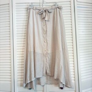 Zac & Rachel Tan Button Down High Low Maxi Dress Size Large L